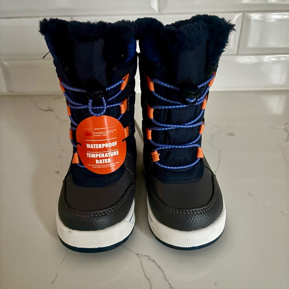 Ozark Trail Kids Waterproof Boots - Black, Blue, and Orange